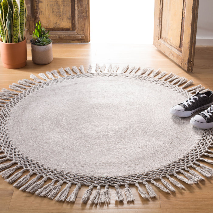 Dakota Fields Crowley Round Anraj Handmade Tufted Beige Area Rug